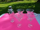 Shannon Crystal 'South Beach' Palm Design Martini Set W/4 Glasses And Shaker