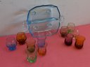 Colored 2 Inch Glasses With Serving Dish