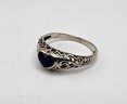 Vintage Sterling Silver Ring With Blue Heart