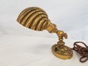 Antique 1920s Mini Brass Clam Shell Light