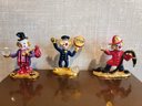 3 Petite Gold Plated /Pewter Clown Figurines With Swarovski Crystals By Spoontiques
