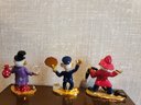3 Petite Gold Plated /Pewter Clown Figurines With Swarovski Crystals By Spoontiques