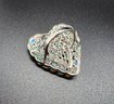 Absolutely Incredible Multi-color Ethiopian Opal Heart Ring In Rhodium Over Sterling