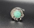 Green Amazonite Claddagh Ring In Sterling