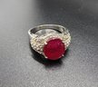 Red Ruby (FF), Zircon Ring In Platinum Over Sterling