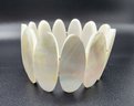 White Mother Of Pearl Inlay Stretch Bracelet With Matching Color Resin