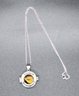 Yellow Tigers Eye Openable Pendant Necklace With Compass In Stainless Steel