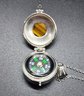 Yellow Tigers Eye Openable Pendant Necklace With Compass In Stainless Steel