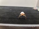 Pearl Ring With Sterling Side Stones. Stamped 14k