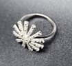 White Diamond, Rhodium Over Sterling Floral Cluster Ring
