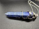 Lapis Lazuli Pendant Necklace In Stainless Steel