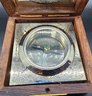 Handcrafted Wooden Box With Built In Silver Tone Compass