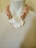 Coral And Pearl Multistrand Chocker With Spectacular MOP Flower