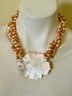 Coral And Pearl Multistrand Chocker With Spectacular MOP Flower
