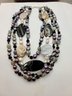 Fabulous Four Strand, Multi Colored FW Pearls, Labradorite, Feldspar Necklace With Sterling Clasp