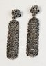 Fabulous Vintage Ornate  Filigree Sterling Silver  Long Hanging Earrings