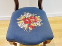 Single Antique Victorian Mahogany Balloon Back Floral Needlepoint Dining Side Chair