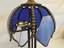 Vintage Blue Slag Glass Table Lamp For Repair
