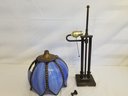 Vintage Blue Slag Glass Table Lamp For Repair