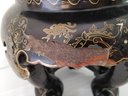 Vintage Chinese Jinlong Black Lacquered Wooden Side Table