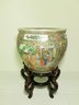 Large Vintage Chinese Famille Rose Medallion Porcelain Fish Bowl Planter