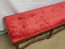 Stunning Vintage Tufted Red Velvet Mid Century Bench By  Gilliam Furniture -  74' Long