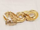 New Old Stock 1990s ACCESSOCRAFT NYC Gold Tone Dragon / Snake Belt Buckle & Pink Faux Leather Material