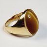 Incredible Large 14k Yellow Gold Tigers Eye Solid Ring