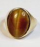 Incredible Large 14k Yellow Gold Tigers Eye Solid Ring