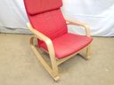 IKEA - Poang Light Birch Veneer Wood Rocking Chair With Red Cover Cushion