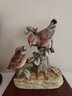 Porcelain Lefton Eagle & Andrea By Sadek Birds On Wood Stands