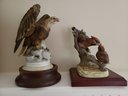 Porcelain Lefton Eagle & Andrea By Sadek Birds On Wood Stands
