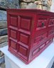 Vintage Red Painted Wooden Storage Cabinet