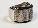 Black And White Diamond  Band Ring In Sterling Silver
