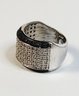Black And White Diamond  Band Ring In Sterling Silver