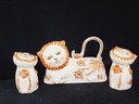 Whimsical Anthropologie Lion Covered Butter Dish And Salt & Pepper Shakers