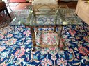 VERY NICE METAL AND BEVELED GLASS COFFEE TABLE
