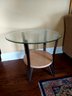 1 Of 2 GLASS TOP AND METAL BASE END TABLE