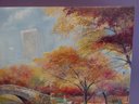 CENTRAL PARK WITH TWIN TOWERS IN BACKGROUND PRINT ON STRETCHED CANVAS