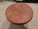 HANDMADE FROM THE ISLANDS ROUND WOODEN SIDE OR COFFEE TABLE