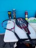 LARGE LOT OF TENNIS BALLS, RACKETS AND WILSON STORAGE BAG