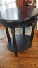 Oval Wood Side Table With Shelf And Drawer