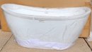 AKDY BT0122 28.6-in X 59.9-in Glossy White Acrylic Oval Freestanding Soaking Bathtub W Center Drain