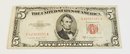 1953 Red Seal $5 Dollar Bill (71 Years Old) U S Bank Note