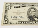 1953  Blue Seal  $5 Silver Certificate Dollar Bill/ Bank Note