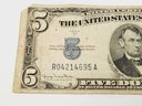 1934 $5 Blue Seal Silver Certificate  Bill / Note (90 Years Old)