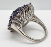 Tanzanite Floral Spray Ring In Platinum Over Sterling
