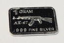 AK - 47 1 Gram .999 Fine Silver Ingot / Bar