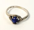 Vintage 10k White Gold Blue Star Sapphire Stone Ring
