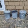 Set Of 4 Galvanized Metal Ash Pails / Buckets